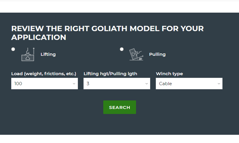 Our configurator assistant helps you to define the right winch for your application