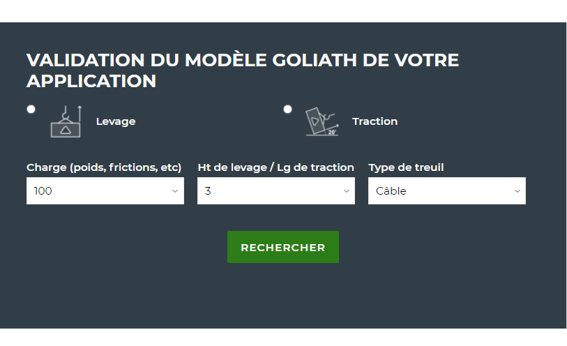 Notre assistant configurateur vous aide à définir le treuil adapté à votre application
