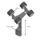 Support 400mm equipped with 4xØ90 rollers - 100x50