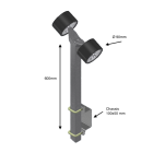 Support 600mm equipped with 2xØ90 rollers - 100x50