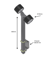 Support 400mm equipped with 2xØ90 rollers - 80x40