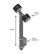 Support 400mm equipped with 2xØ90 rollers - 100x50