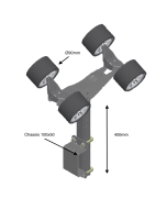 Support 400mm equipped with 4xØ90 rollers - 100x50