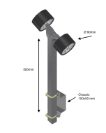 Support 500mm equipped with 2xØ90 rollers - 100x50