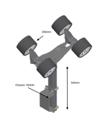 Support 500mm equipped with 4xØ90 rollers - 100x50