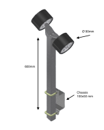 Support 600mm equipped with 2xØ90 rollers - 100x50
