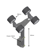 Support 600mm equipped with 4xØ90 rollers - 100x50